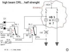 DRL on single filament high beam bulb