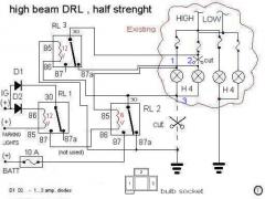 DRL on H4 high beam bulb